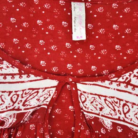 FREE PEOPLE Red Paisley Bell Sleeve Tunic Dress - Picture 8 of 8